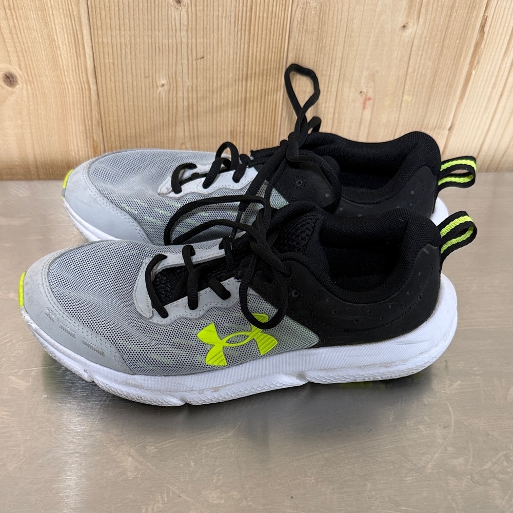 Under Armour Kids Sneakers - Gray, Black, and Neon Yellow